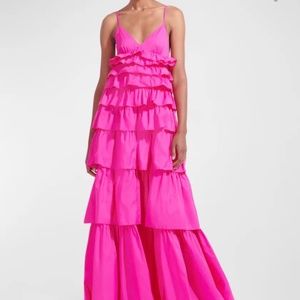 Staud Rylie Tiered Ruffle Tie-Back Gown